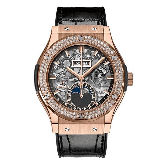 Đồng hồ Hublot Classic Fusion Aerofusion Moonphase King Gold Diamonds 547.OX.0180.LR.1104 42mm