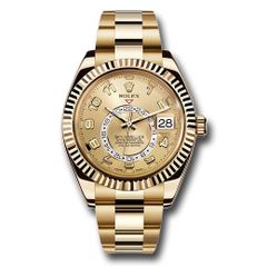 Đồng hồ Rolex Yellow Gold Sky-Dweller Champagne Sunray Arabic Dial Oyster Bracelet 326938 ch 42mm