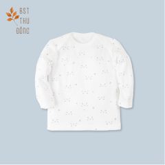 Áo sơ sinh tay dài cổ chồm Mèo dày xanh