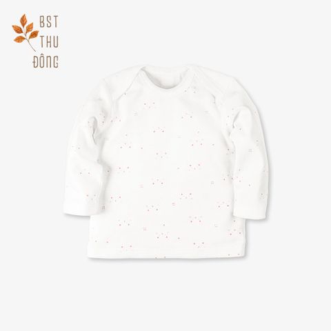 Áo sơ sinh tay dài cổ chồm Mèo dày hồng