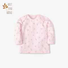Áo sơ sinh tay dài cổ chồm Mèo Mây dày hồng