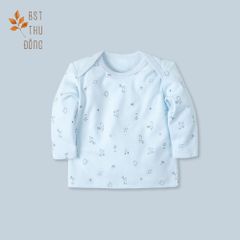 Áo sơ sinh tay dài cổ chồm Mèo Mây dày xanh
