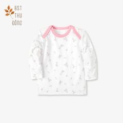Áo sơ sinh tay dài cổ chồm Thỏ dày hồng