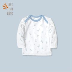 Áo sơ sinh tay dài cổ chồm Thỏ dày xanh