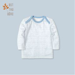 Áo sơ sinh tay dài cổ chồm Sọc dày xanh