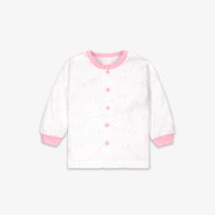 Áo sơ sinh tay dài nút giữa Mặt mèo hồng