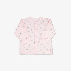 Áo sơ sinh tay dài nút giữa Mèo Mây hồng