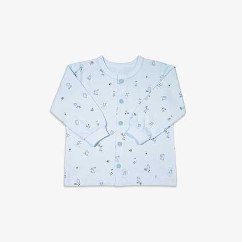 Áo sơ sinh  tay dài nút giữa Mèo Mây xanh