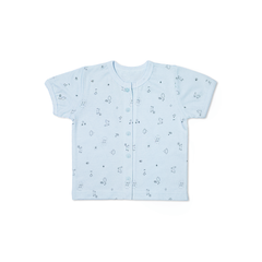 Áo sơ sinh tay ngắn nút giữa Mèo Mây xanh