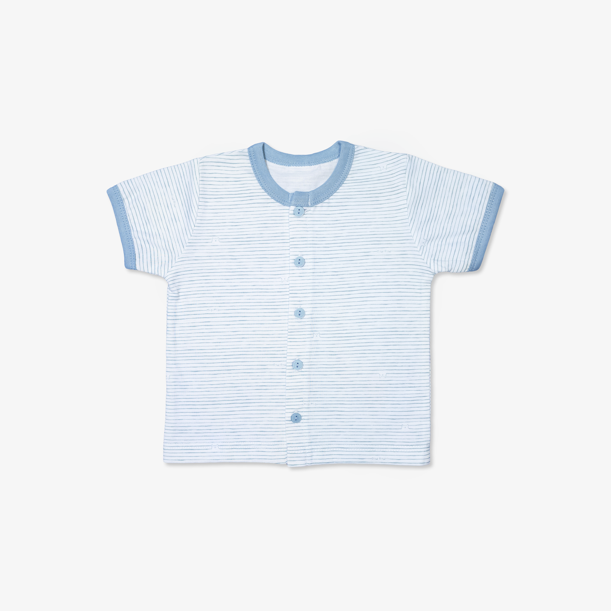 Áo sơ sinh tay ngắn nút giữa Sọc xanh