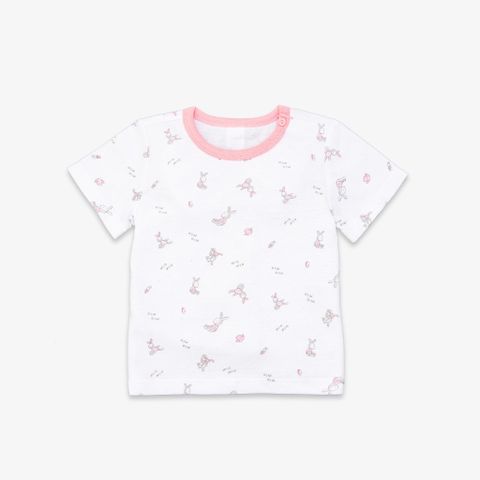 Áo sơ sinh  tay ngắn nút vai Thỏ hồng