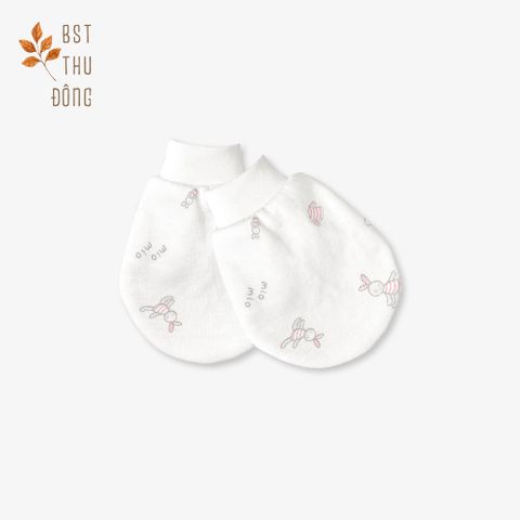 Set 2 đôi bao tay sơ sinh bo Thỏ dày hồng