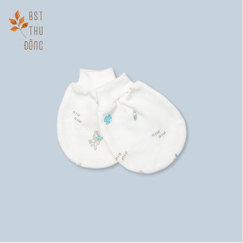 Set 2 đôi bao tay sơ sinh bo Thỏ dày xanh