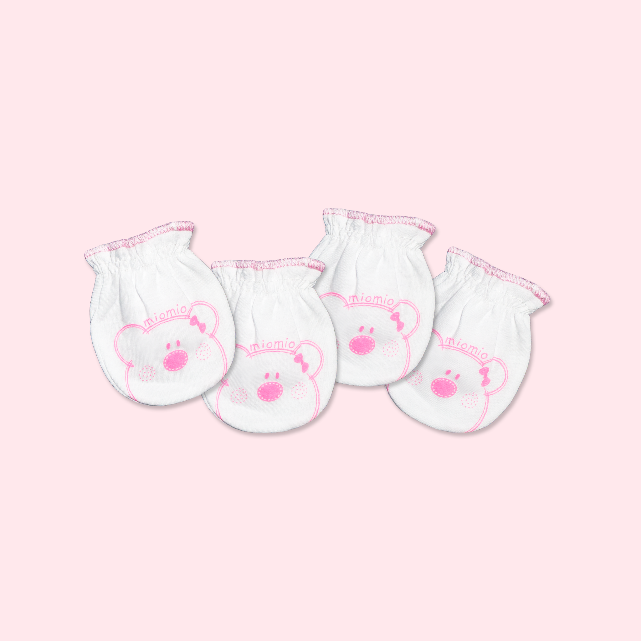 Set 2 đôi Bao tay bèo Teddy trắng hồng