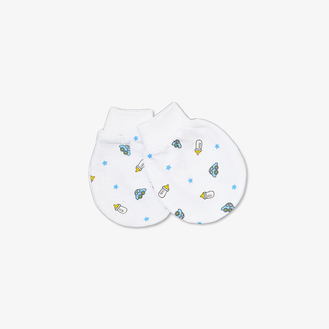 Set 2 đôi Bao tay sơ sinh bo Xe Nôi xanh