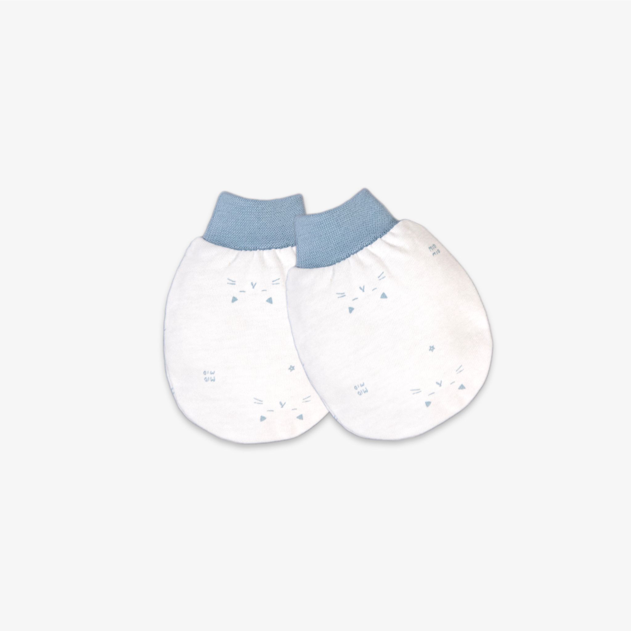 Set 2 đôi Bao tay sơ sinh bo Mặt mèo xanh