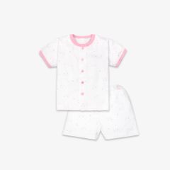 Bộ quần áo sơ sinh ngắn Mặt Mèo hồng