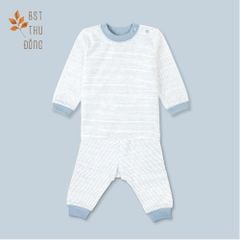 Bộ sơ sinh đông nút vai Sọc xanh