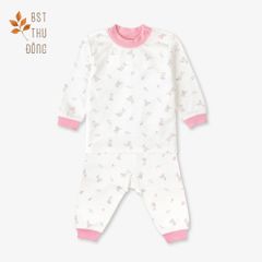 Bộ quần áo sơ sinh đông nút vai Thỏ hồng