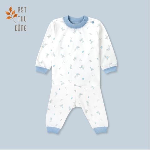 Bộ quần áo sơ sinh đông nút vai Thỏ xanh