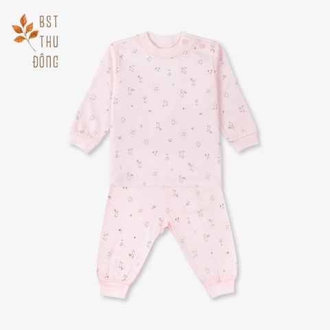 Bộ sơ sinh đông nút vai Mèo Mây hồng