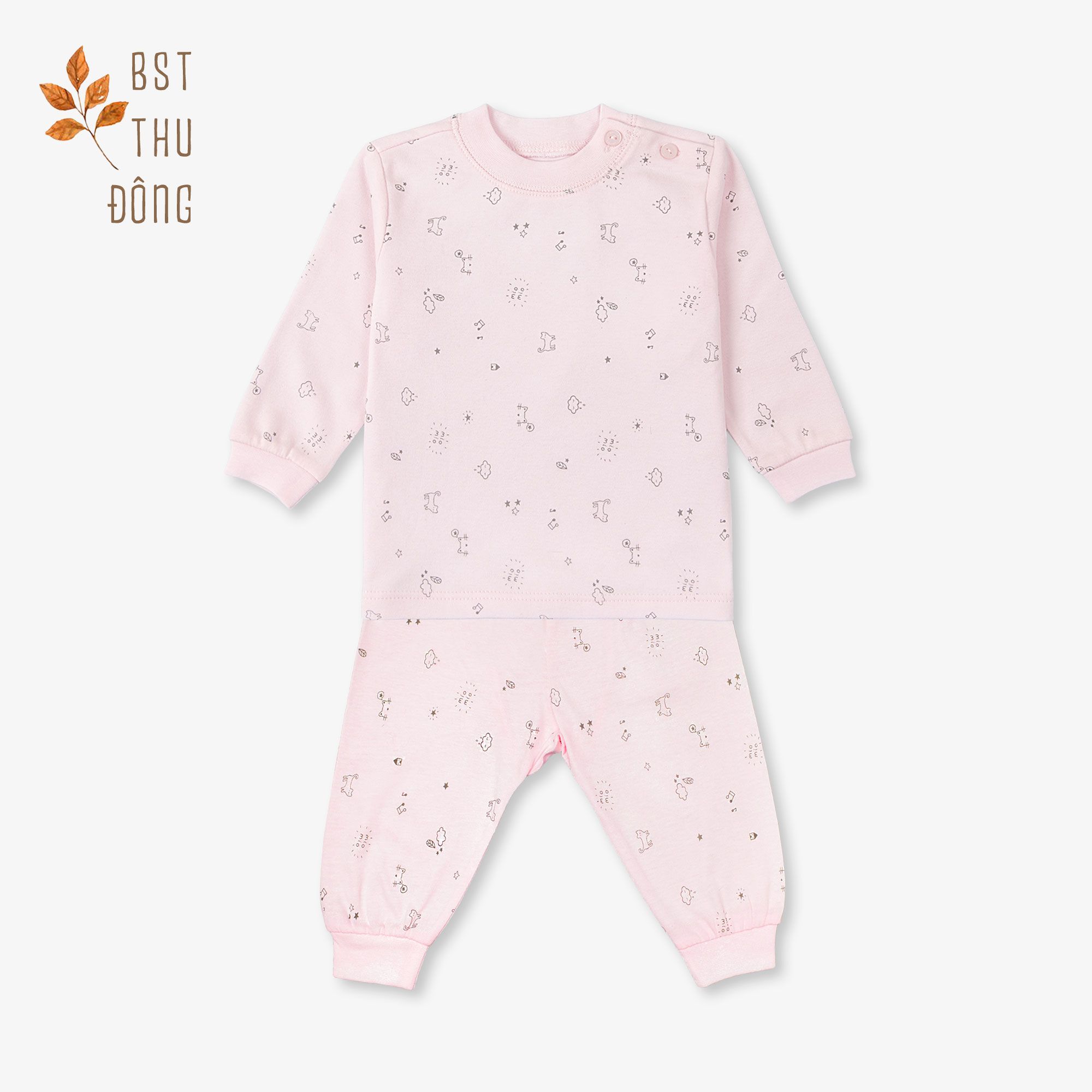 Bộ đông nút vai Mèo Mây hồng