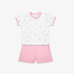 Bộ quần áo sơ sinh ngắn Thỏ hồng/trơn