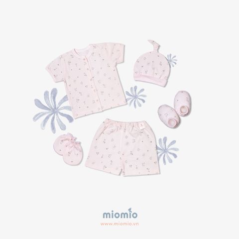 Set đồ sơ sinh ngắn 5 món Mèo Mây hồng