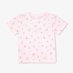 Áo sơ sinh  tay ngắn nút vai Mèo Mây hồng