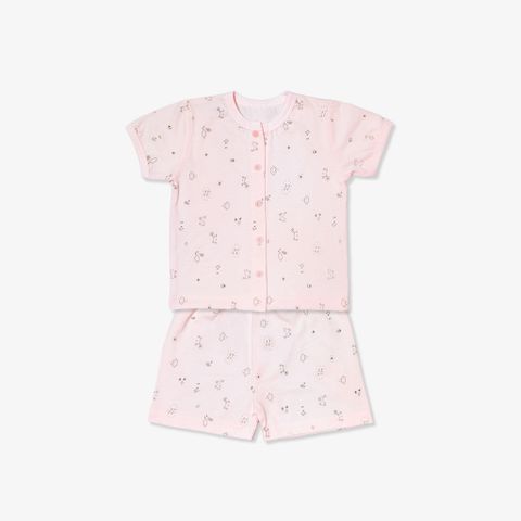 Bộ quần áo sơ sinh ngắn Mèo Mây hồng