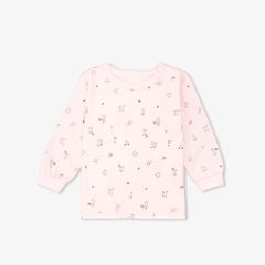 Áo sơ sinh tay dài nút vai bo Mèo Mây hồng