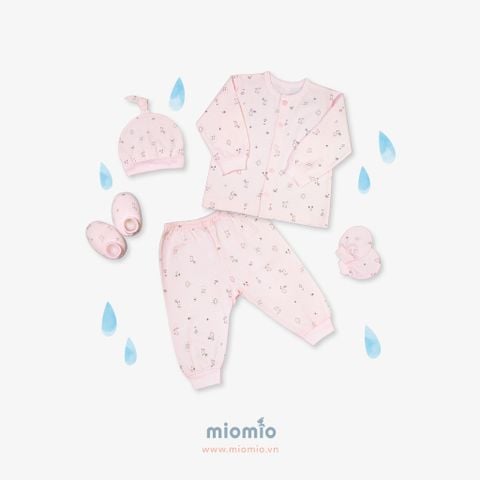 Set đồ sơ sinh dài 5 món Mèo Mây hồng