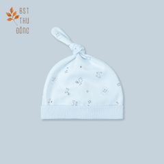 Nón sơ sinh đuôi gút dày Mèo Mây xanh