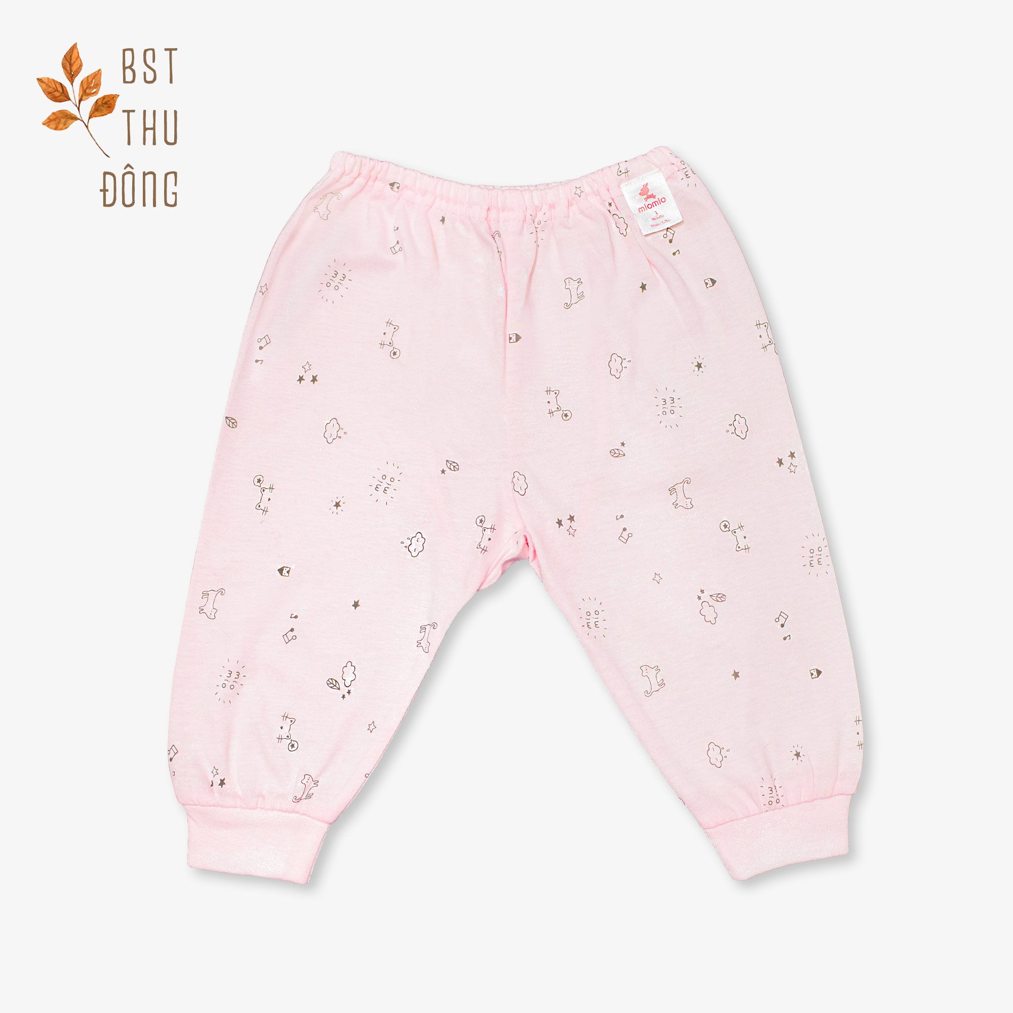 Quần sơ sinh rã đáy bo Mèo Mây dày hồng