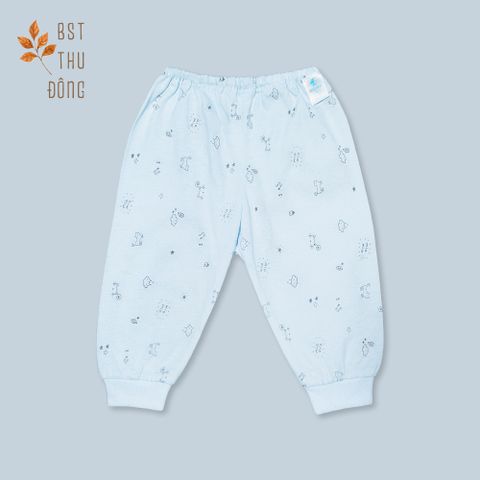 Quần sơ sinh rã đáy bo Mèo Mây dày xanh