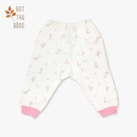 Quần sơ sinh rã đáy bo Thỏ dày hồng