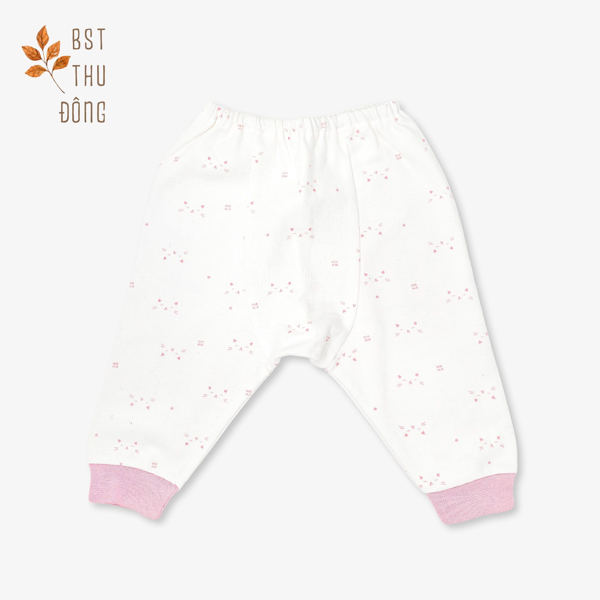 Quần sơ sinh rã đáy bo Mèo dày hồng