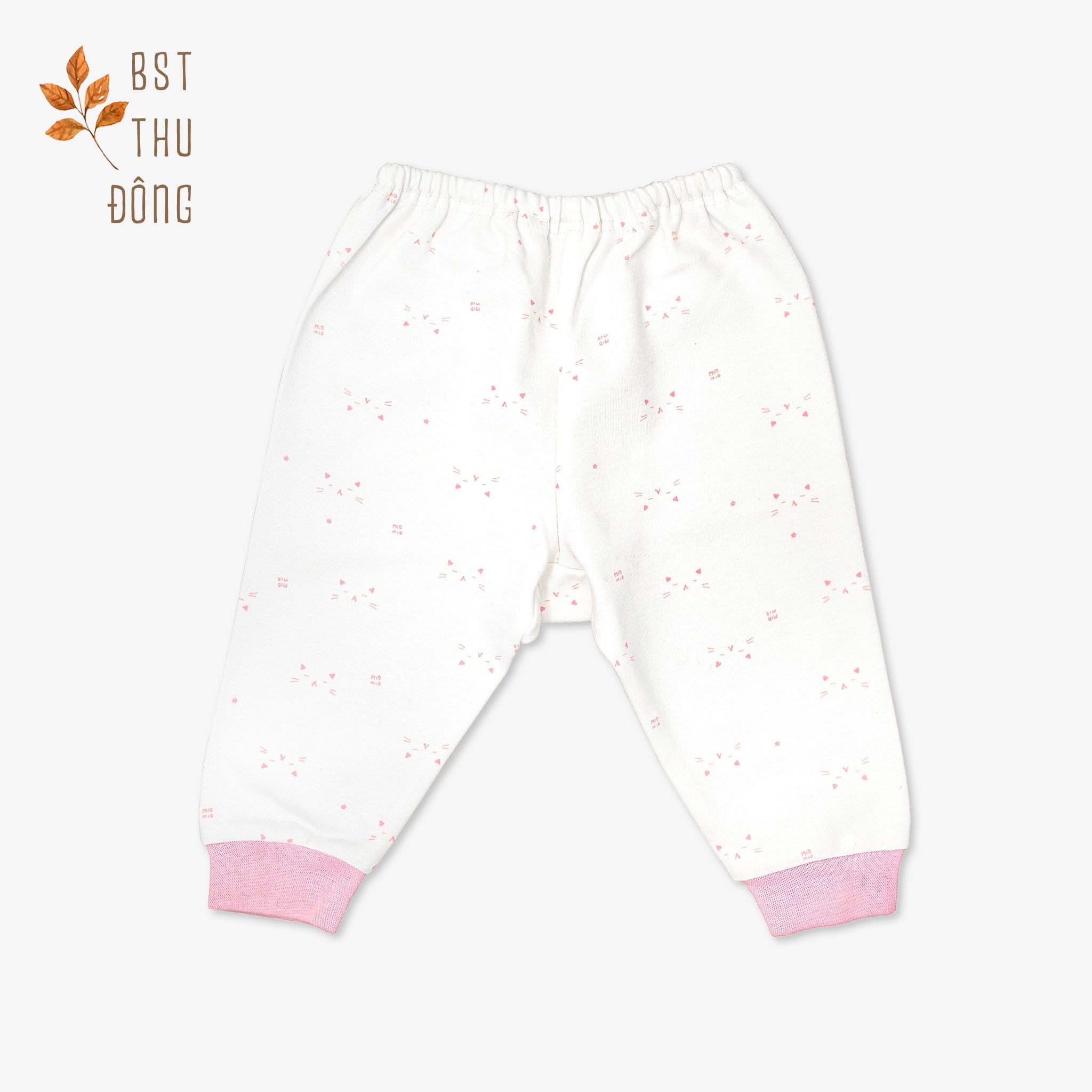 Quần sơ sinh rã đáy bo Mèo dày hồng
