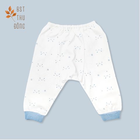 Quần sơ sinh rã đáy bo Mèo dày xanh