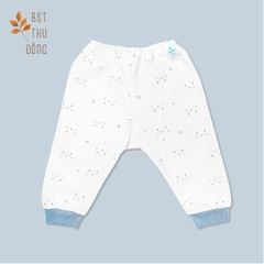 Quần sơ sinh rã đáy bo Mèo dày xanh
