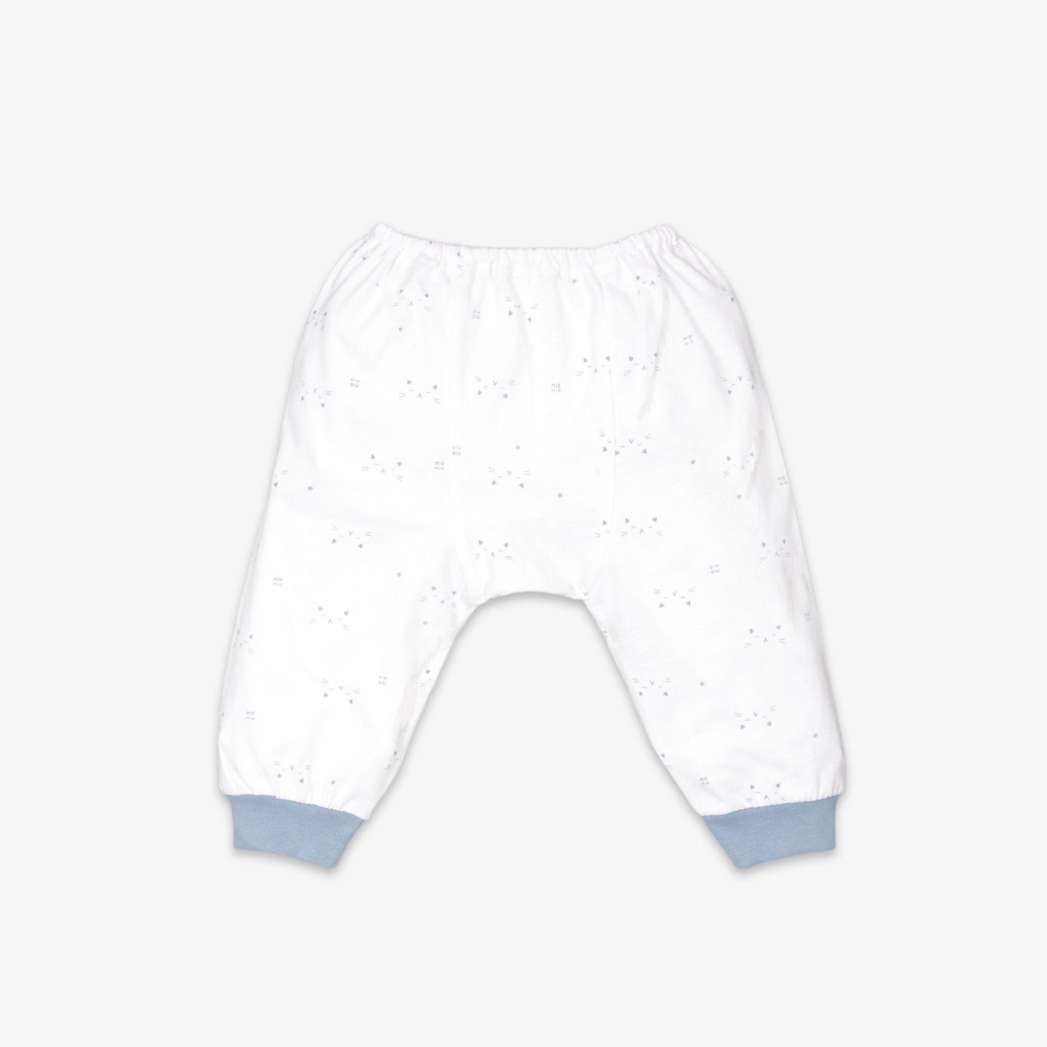 Quần sơ sinh dài bo Mặt mèo xanh