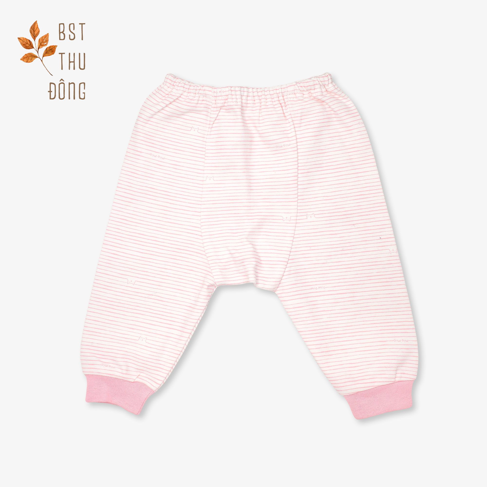 Quần sơ sinh rã đáy bo Sọc dày hồng