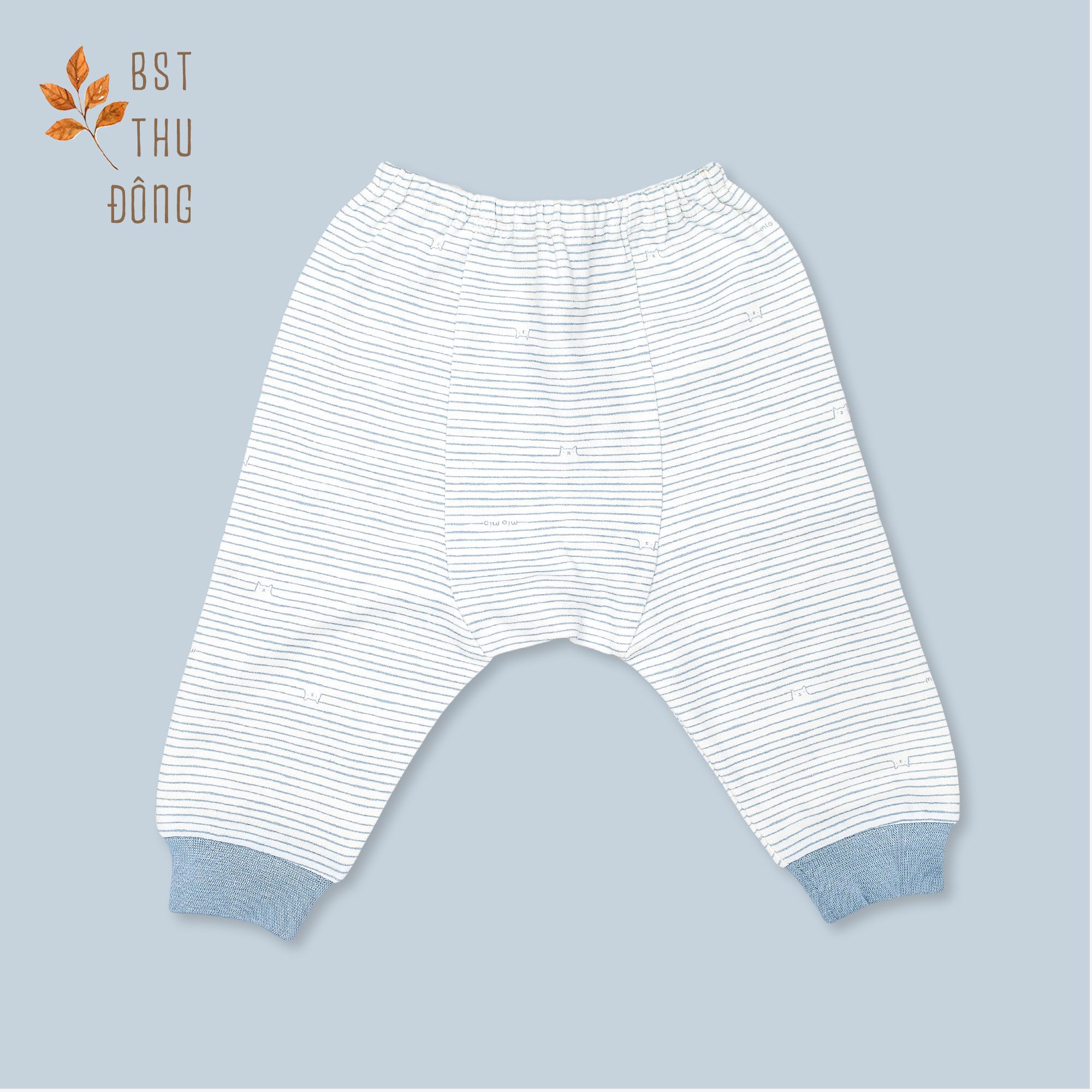 Quần sơ sinh rã đáy bo Sọc dày xanh