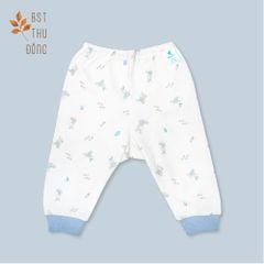 Quần sơ sinh rã đáy bo Thỏ dày xanh