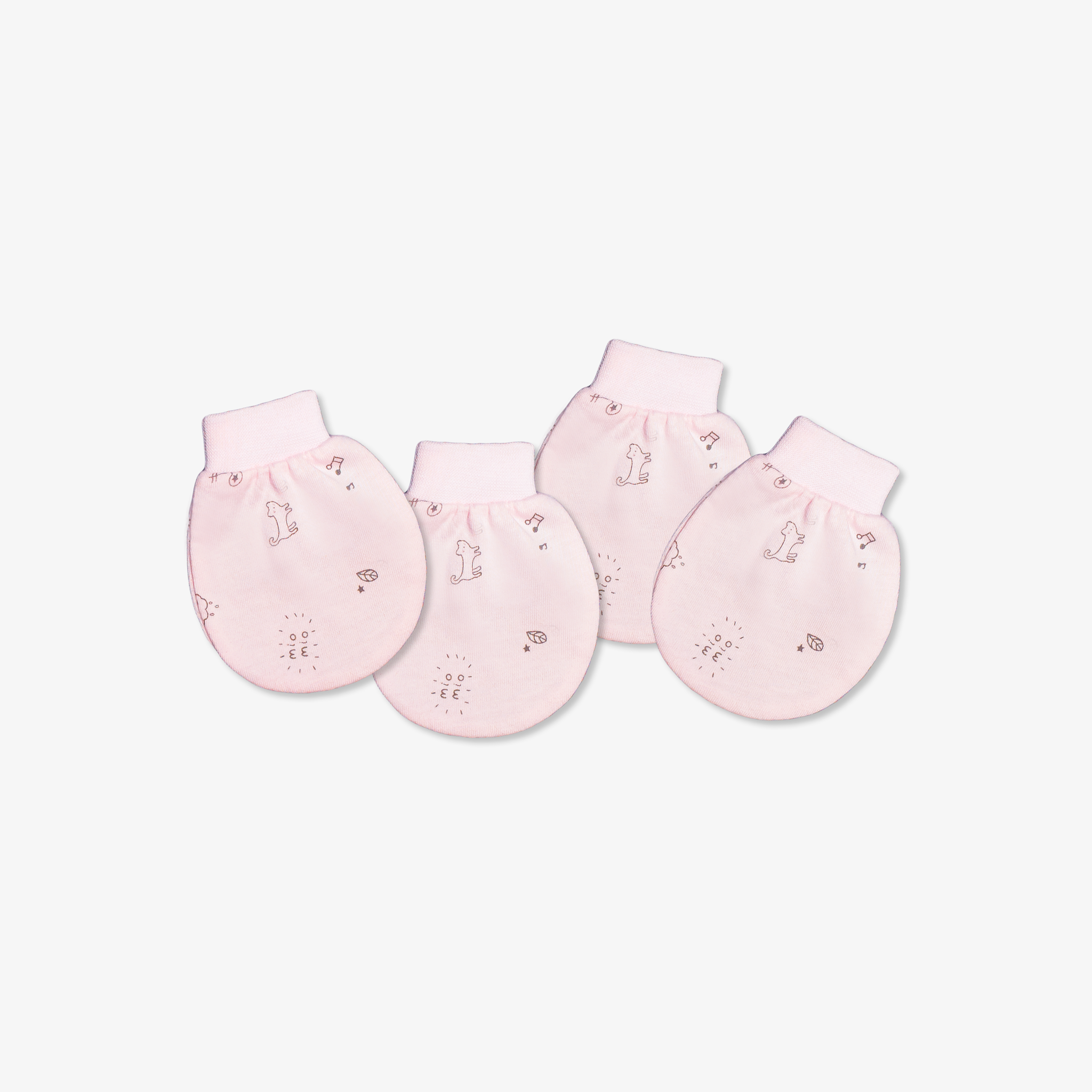 Set 2 đôi Bao tay sơ sinh bo Mèo Mây hồng