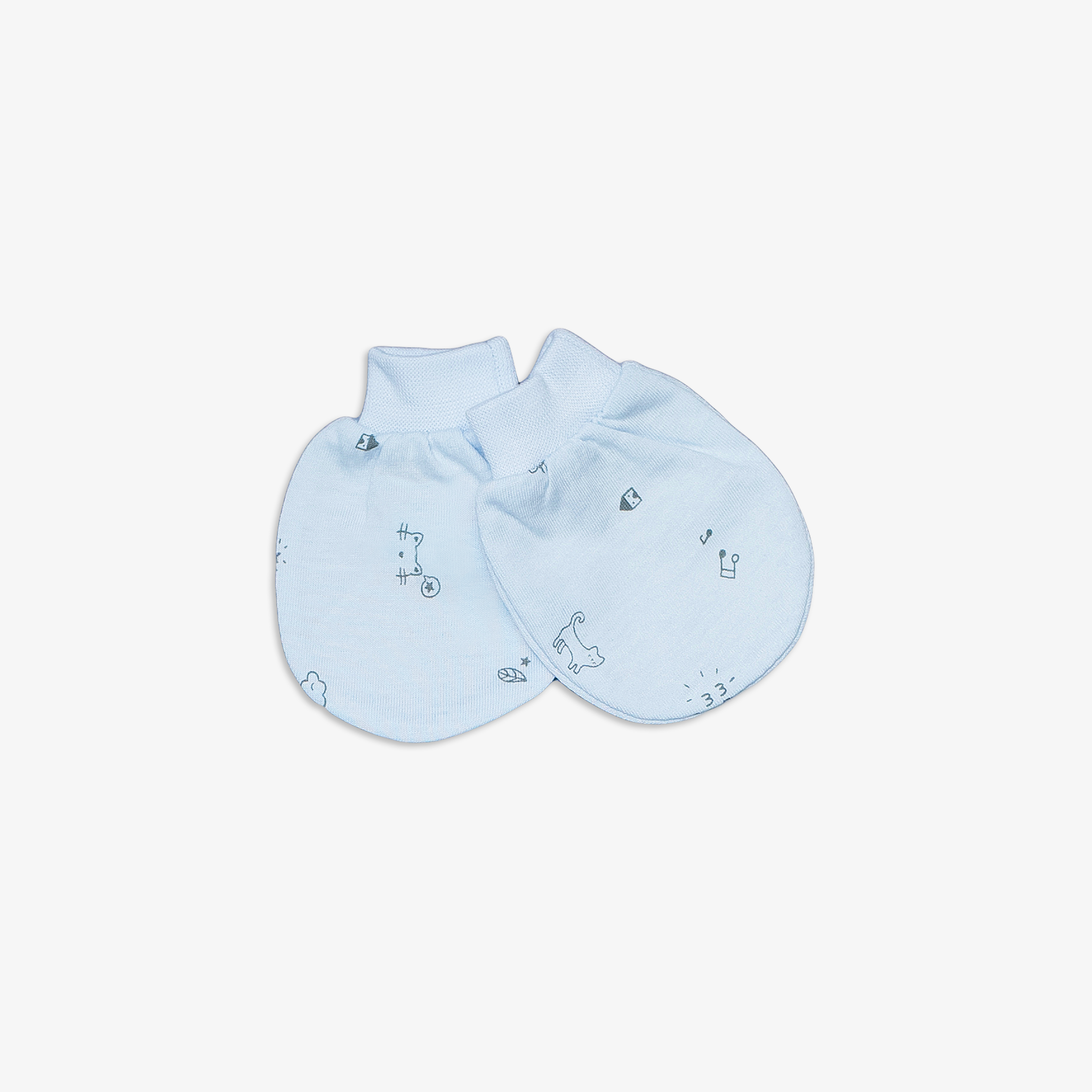 Set 2 đôi Bao tay sơ sinh bo Mèo Mây xanh