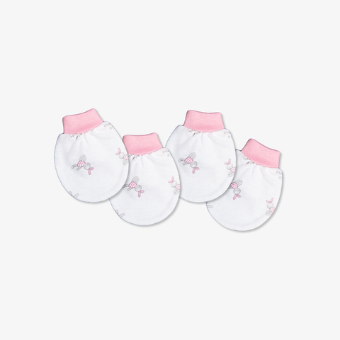 Set 2 đôi Bao tay sơ sinh bo Thỏ hồng