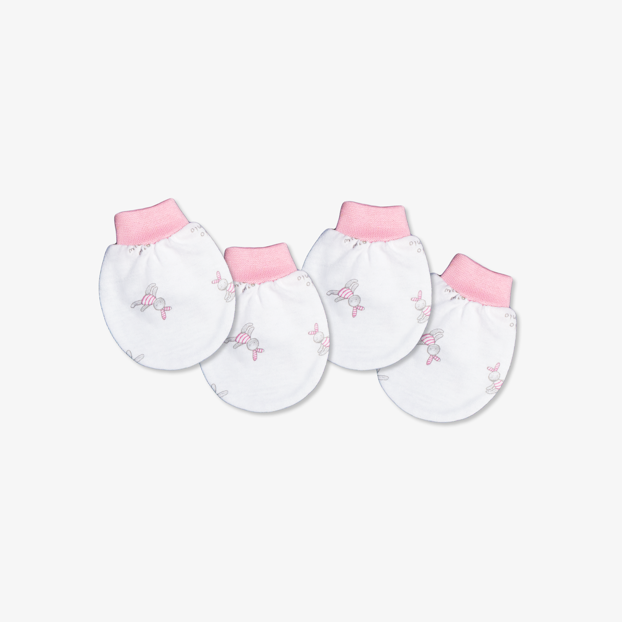 Set 2 đôi Bao tay sơ sinh bo Thỏ hồng