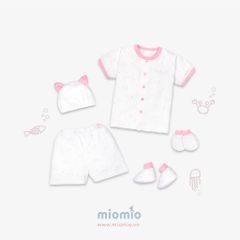 Set đồ sơ sinh ngắn 5 món Mặt Mèo hồng
