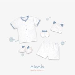 Set đồ sơ sinh ngắn 5 món Mặt Mèo xanh